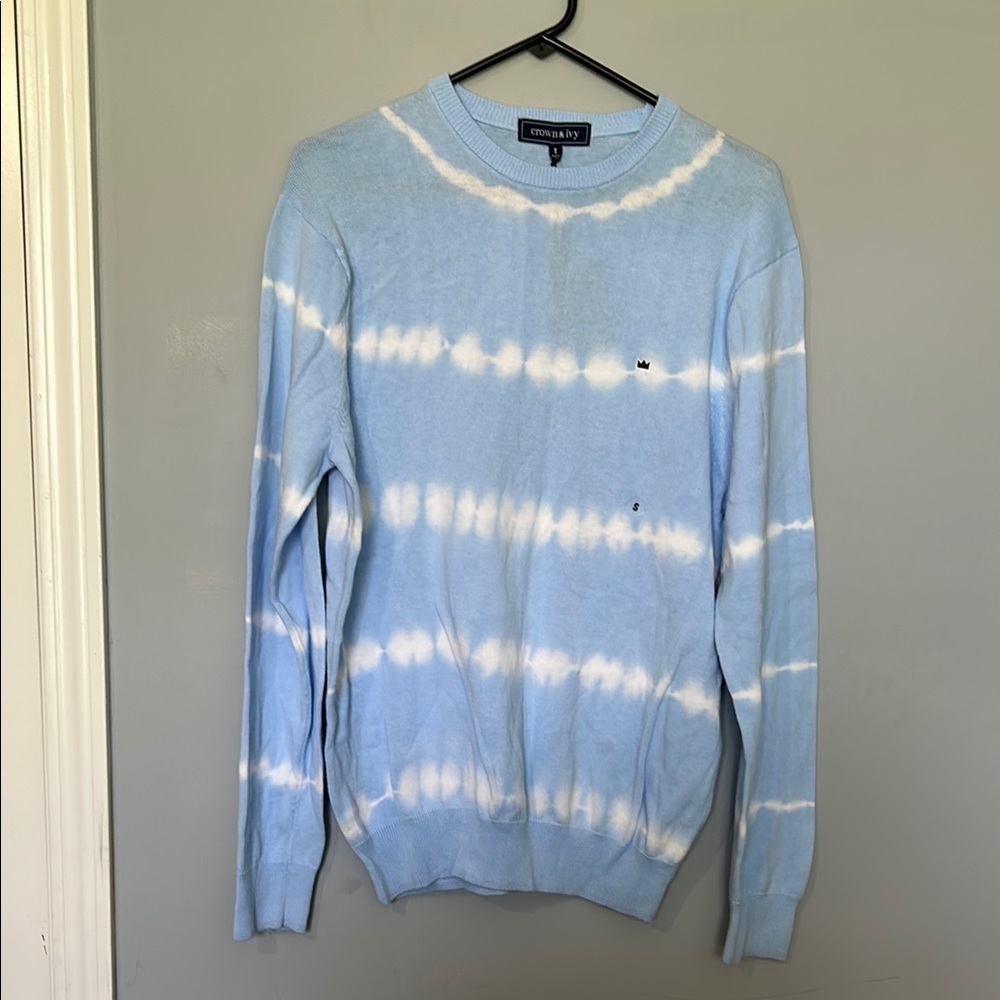 NWT Crown & Ivy Light Blue Tie-Dye look Crewneck Sweater size S